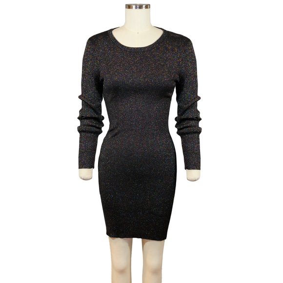 BCBGeneration Black Knit Dress with Rainbow Sparkles - Size MD - Picture 2 of 9